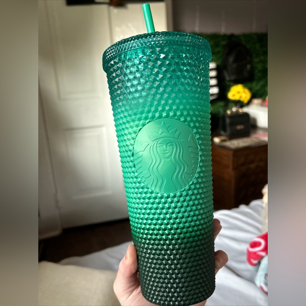 2022 Starbucks Green Mint Ombré Studded Tumbler